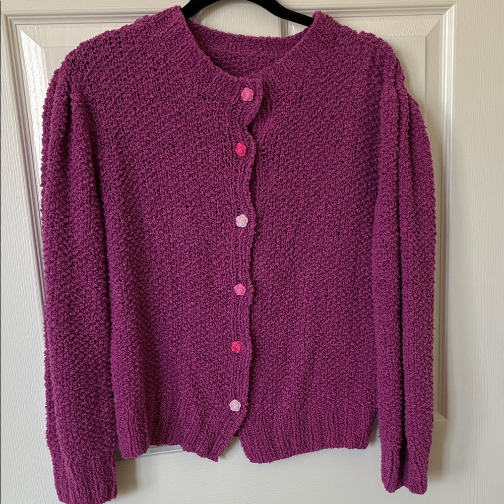 Hand Knit Women's Purple Knit Sweater
